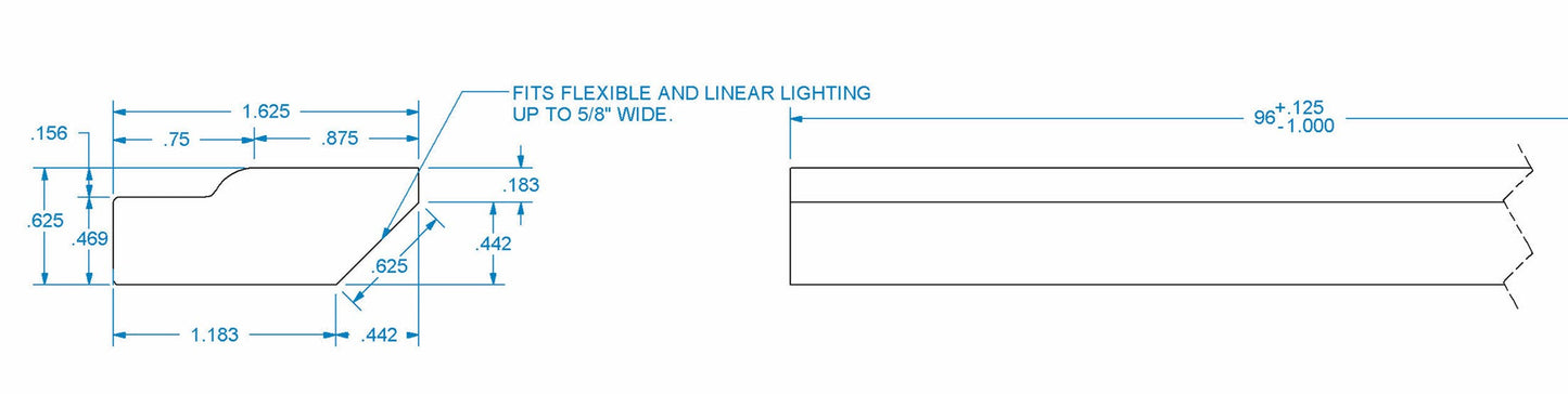 Contemporary Slimline Light Ready Light Rail Molding