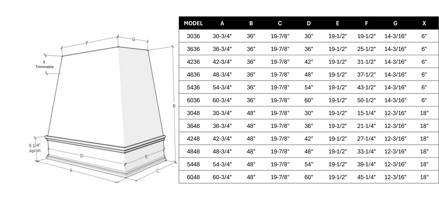 Kelsey with Brass Strapping Wood Range Hood