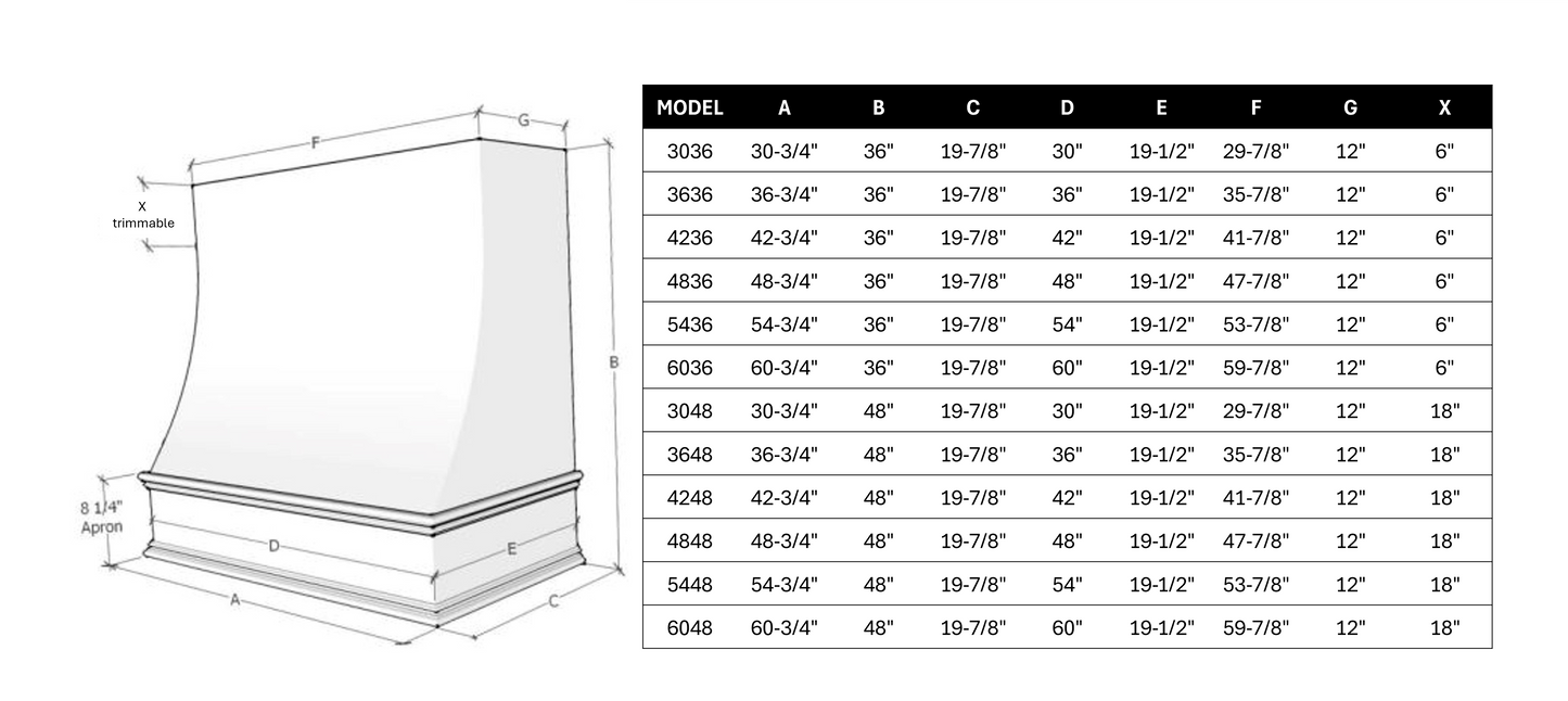 Sidney with Brass Strapping Wood Range Hood