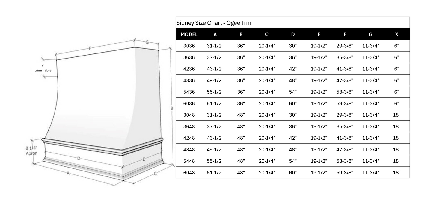 Sidney with Strapping Wood Range Hood