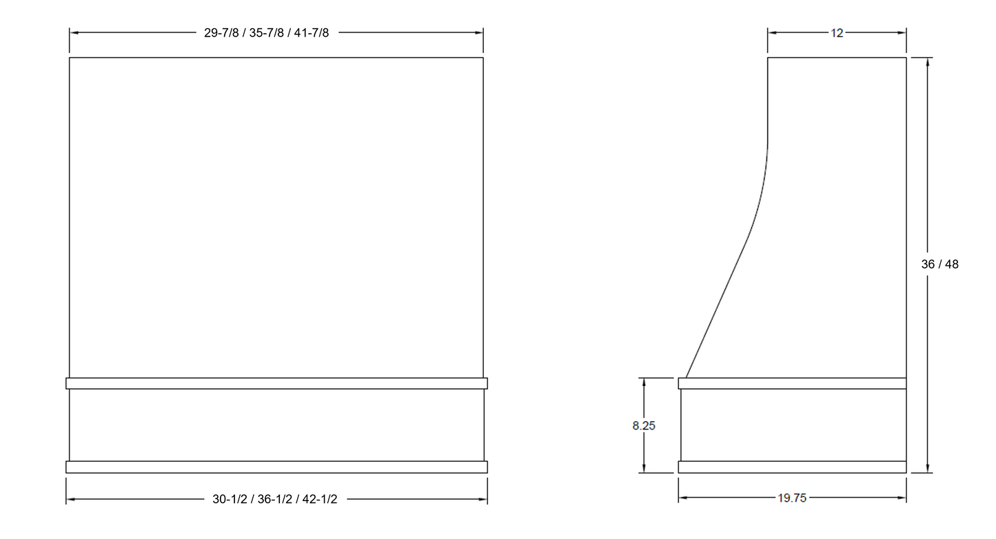 FAST SHIP Sidney Range Hood with Strapping - Flat Trim