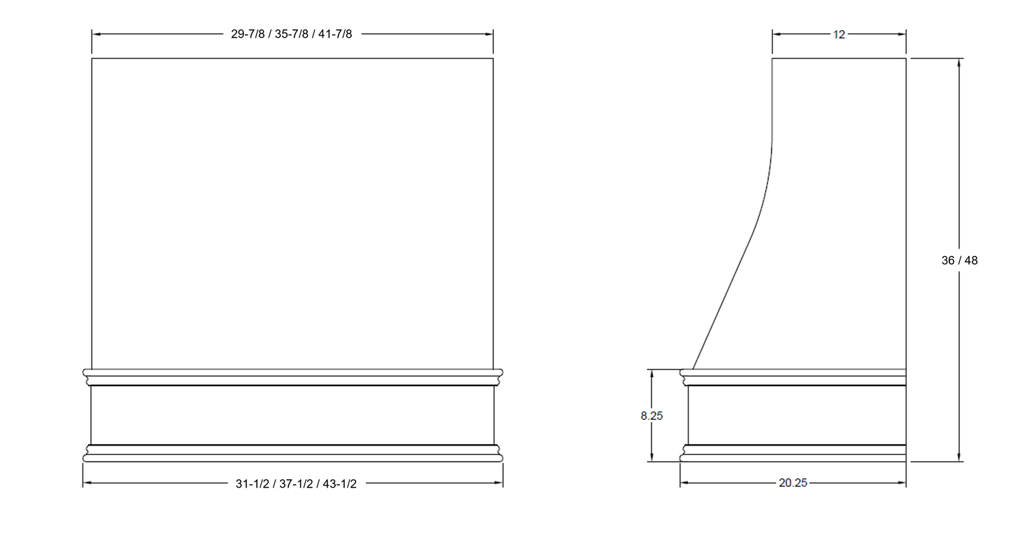 FAST SHIP Sidney Range Hood with Strapping - Ogee Trim