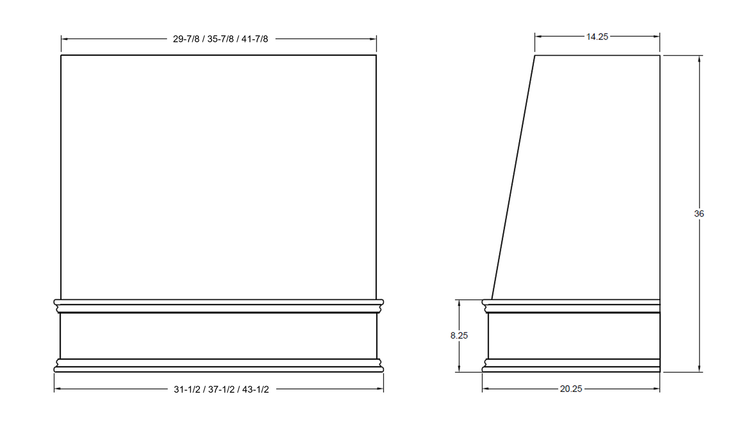 FAST SHIP Blake Range Hood with Strapping - Ogee Trim