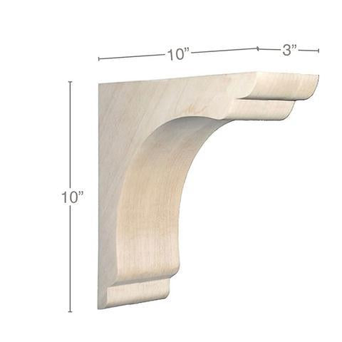 Shaker Overhang Bracket Corbel 3"w x 10"h x 10"d, 1 Pair