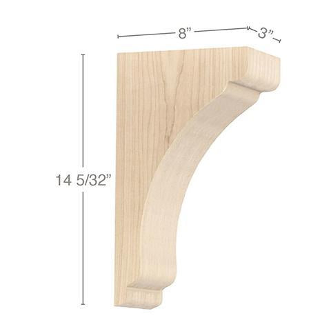 Shaker Large Bar Bracket Corbel 3"w x 14 5/32''h x 8"d, 1 Pair