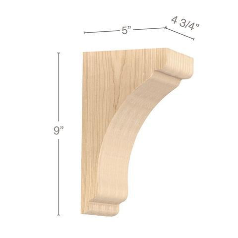 Shaker Small Bar Bracket Corbel 4 3/4"w x 9"h x 5"d, 1 Pair