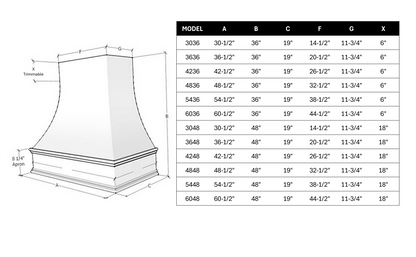 Ashley Wood Range Hood with Walnut Apron