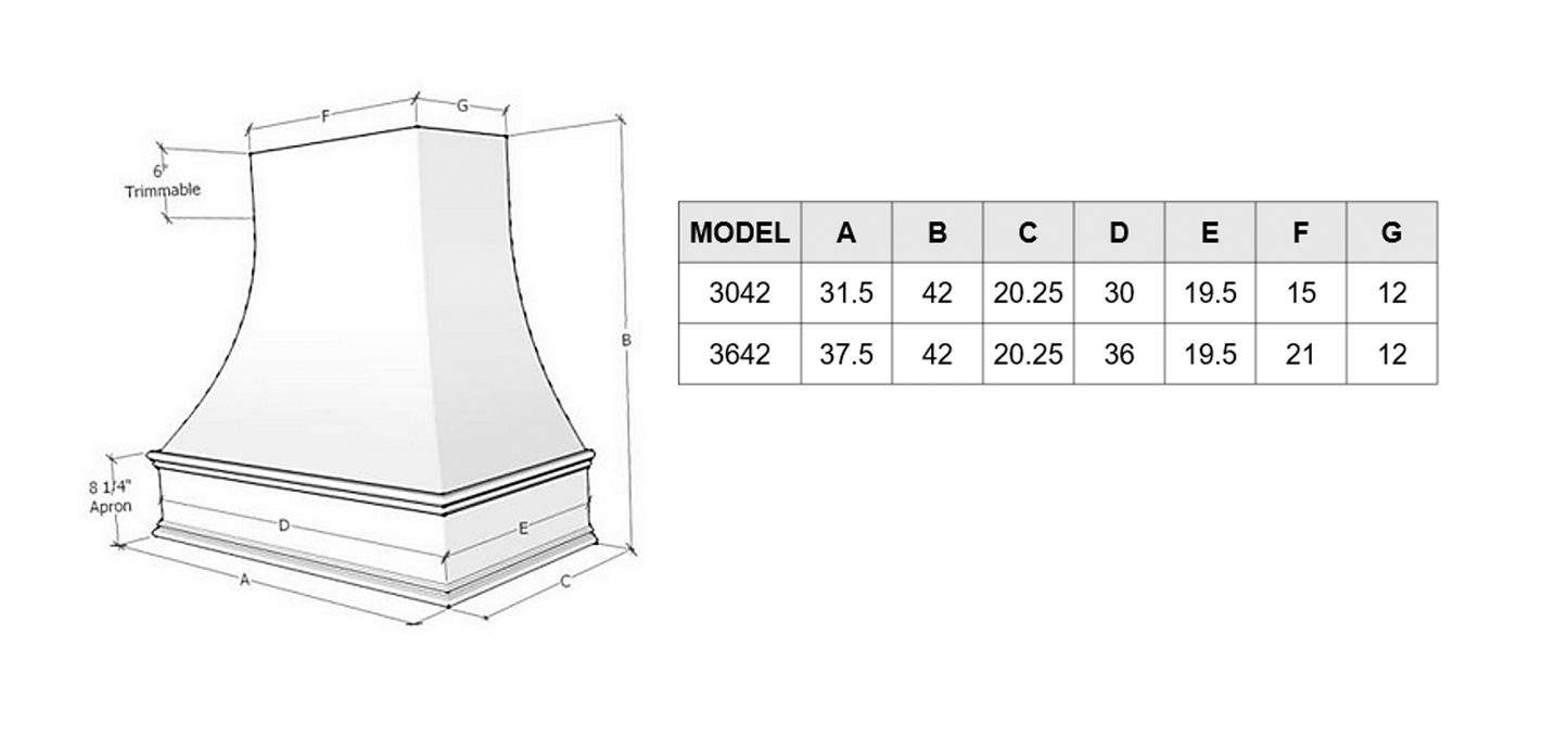 1 FAST SHIP Ashley Wood Range Hood