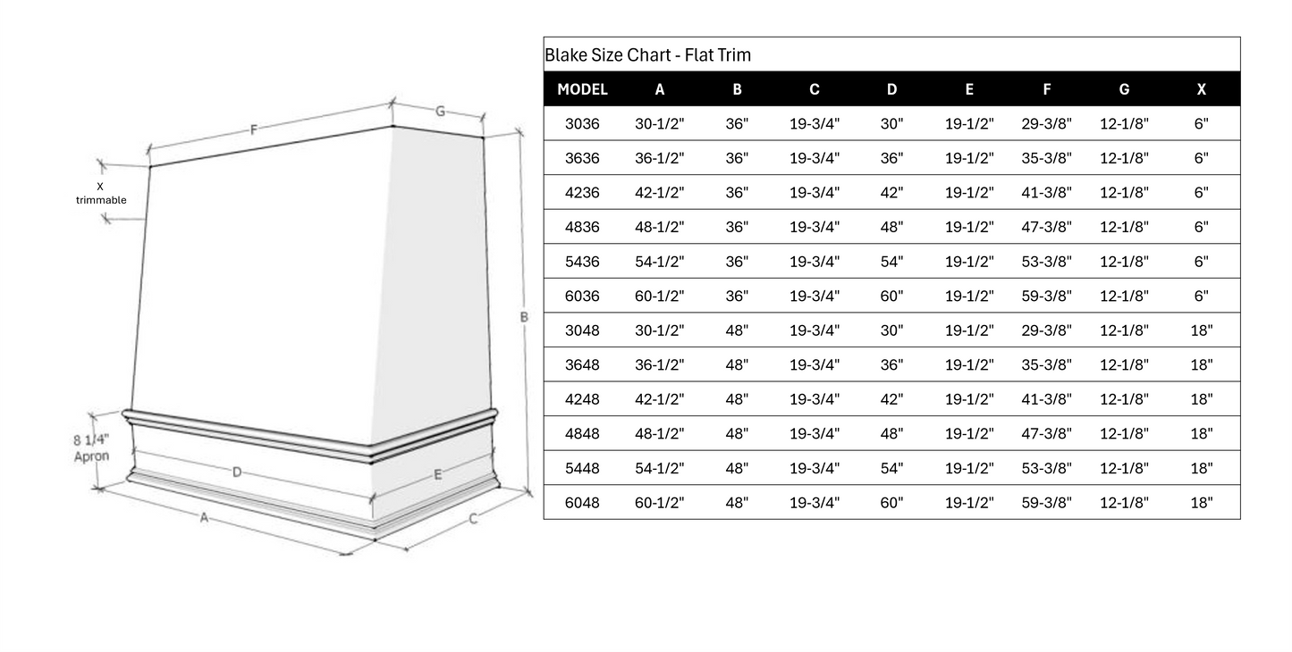 Blake with Brass Apron Wood Range Hood