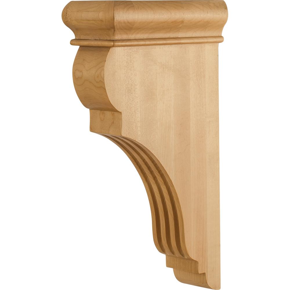 Traditional Fluted Wood Bar Bracket Corbel 3" x 6-1/2" x 12", 1 Pair