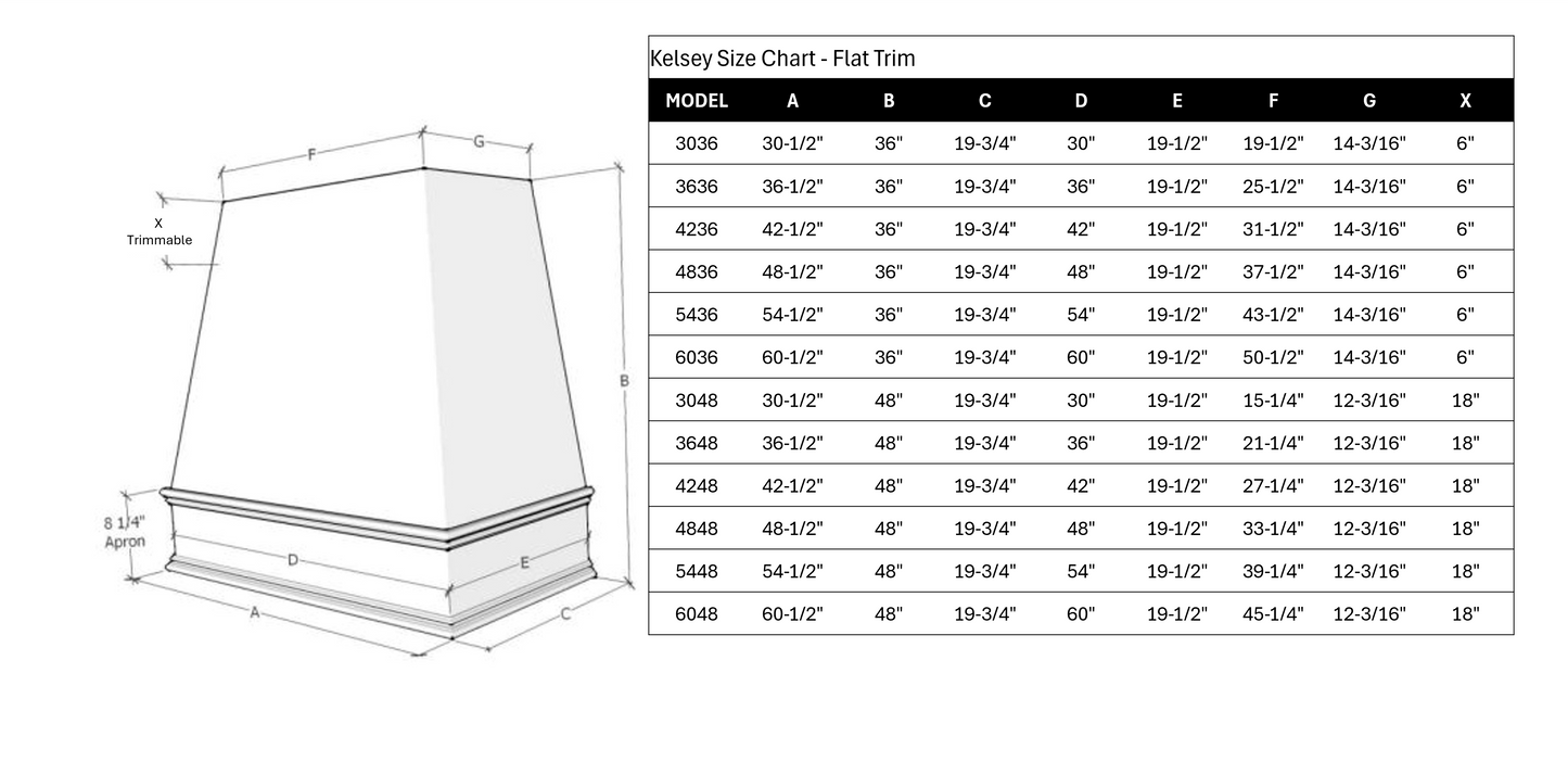 Kelsey Range Hood - Flat Trim