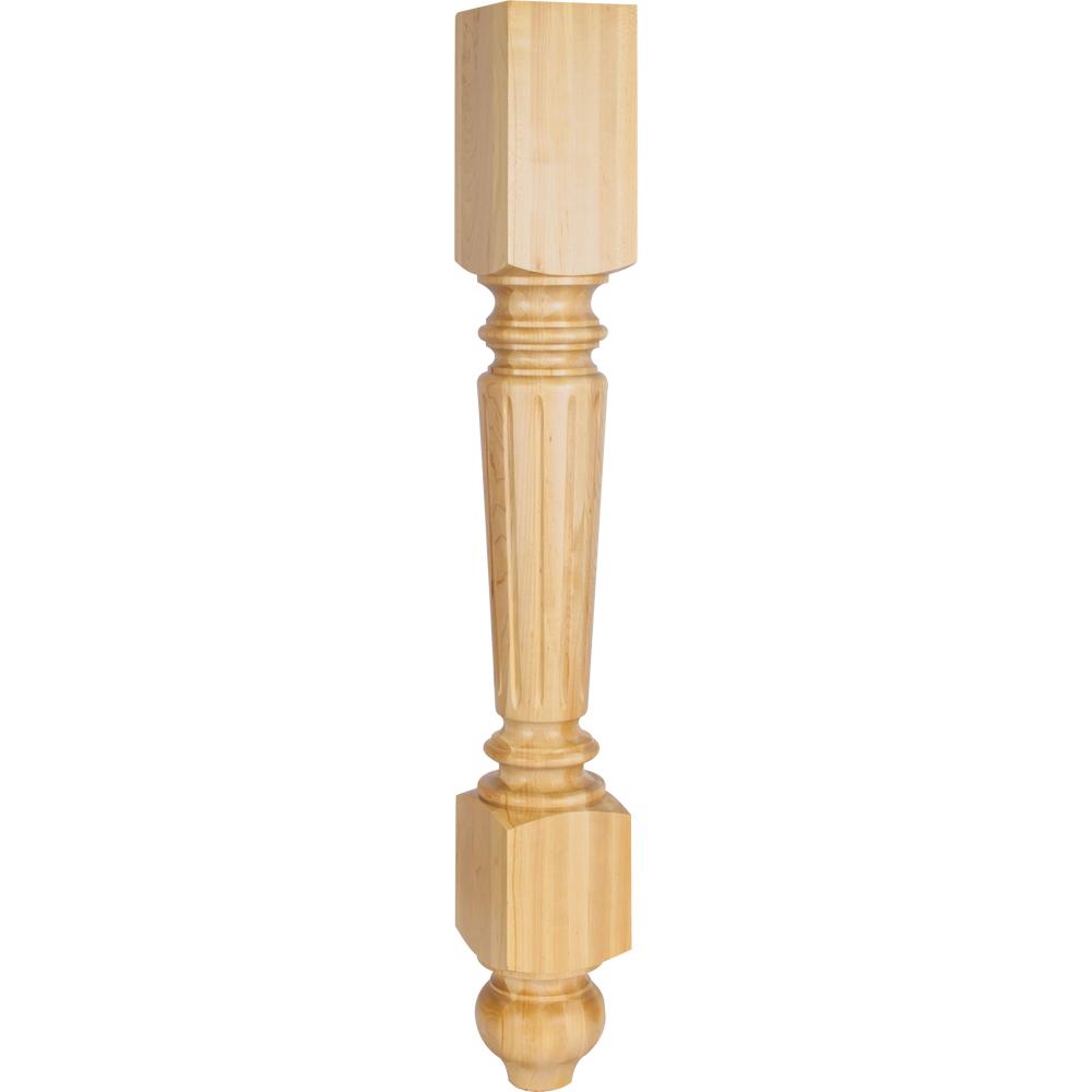 Fluted Turned Wood Post (Island Leg) 35-1/2" Tall x 4-1/2" Square