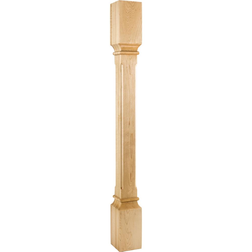 Fluted Corner Modern Wood Post 35-1/2" Tall x 3-1/2" Square