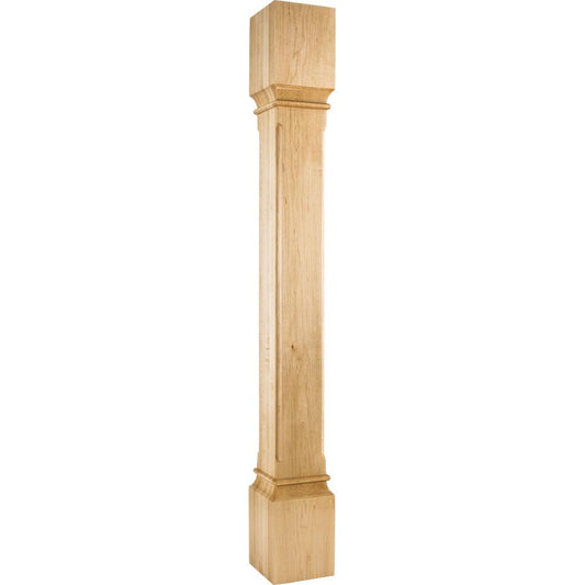 Fluted Corner Modern Wood Post 42" Tall x 5" Square