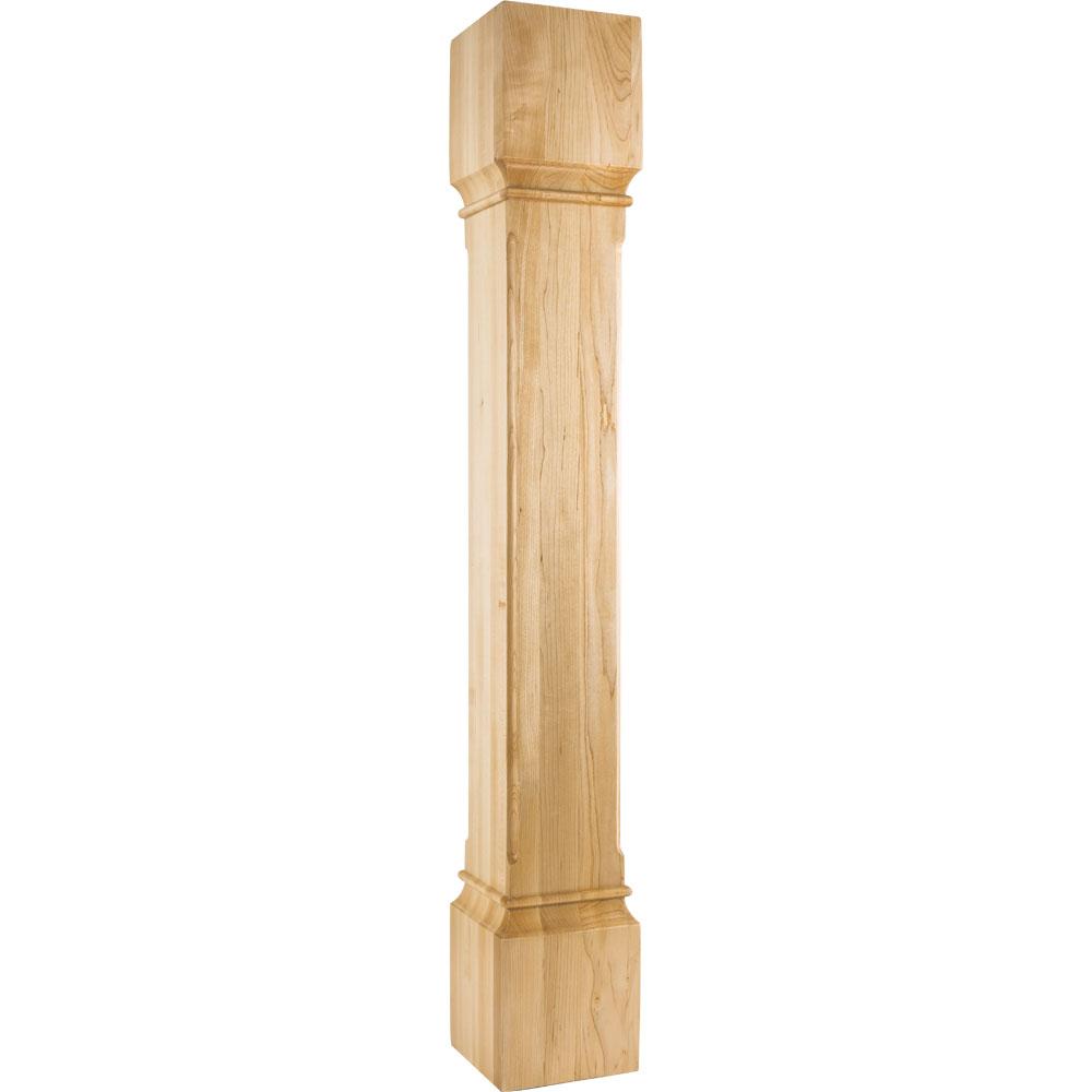 Fluted Corner Modern Wood Post 42" Tall x Width - 6" Square