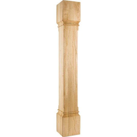 Fluted Corner Modern Wood Post 42" Tall x Width - 6" Square