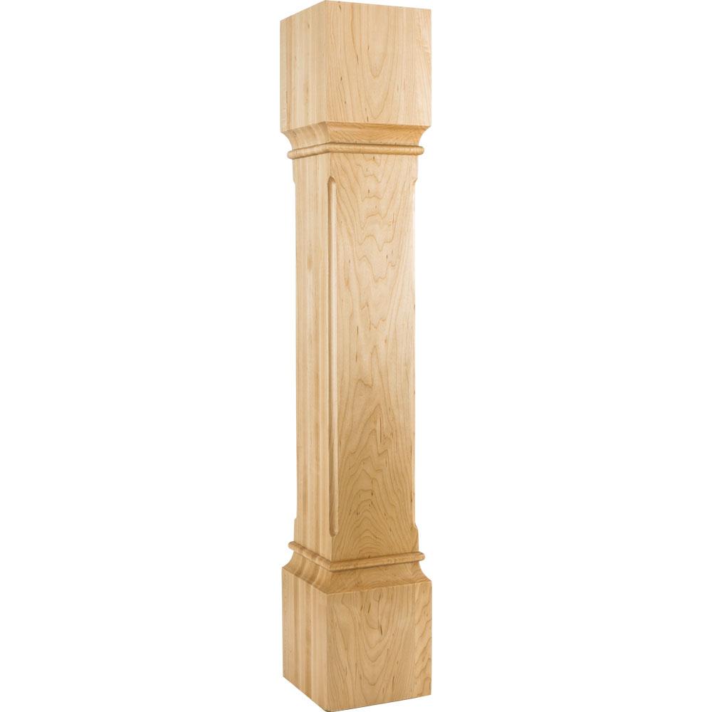 Fluted Corner Modern Wood Post White Birch 35-1/2" Tall x Width - 6" Square