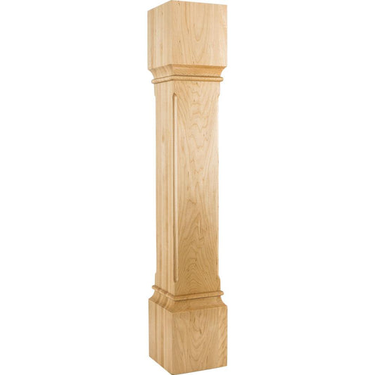 Fluted Corner Modern Wood Post White Birch 35-1/2" Tall x Width - 6" Square