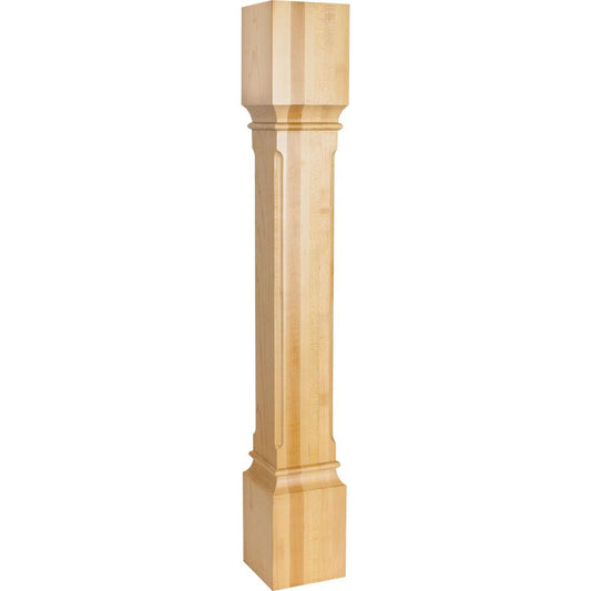 Fluted Corner Modern Wood Post (Island Leg) 35-1/2" Tall x 5" Square