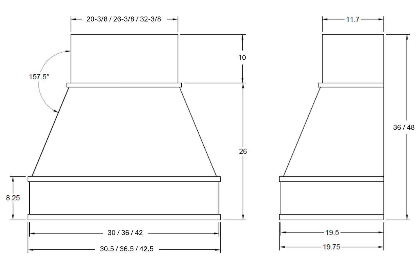 FAST SHIP Riley Range Hood - Flat Trim