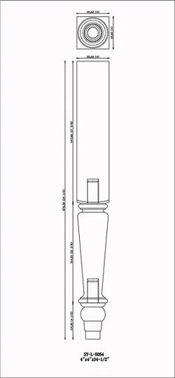 Spindle Leg 34-1/2" Tall x 4" Square