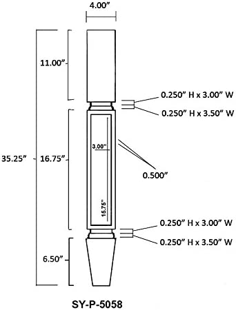 Mission Post 35-1/4" Tall x 4" Square