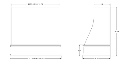 FAST SHIP Sidney Range Hood with Strapping - Ogee Trim