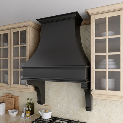 Ashley Wood Range Hood with Corbels - Ogee Trim
