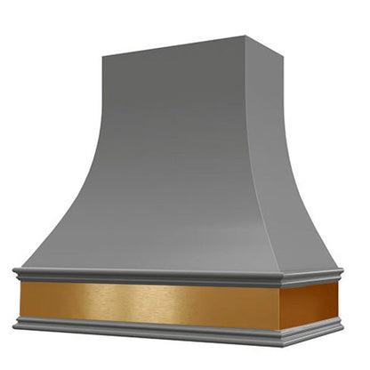 Ashley with Brass Apron Wood Range Hood