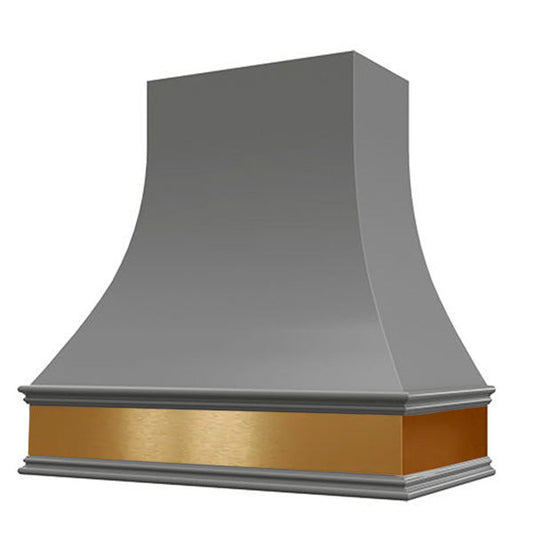 Ashley with Brass Apron Wood Range Hood