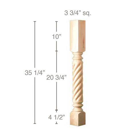 Roman Classic Rope Post 35-1/4" Tall x 3-3/4" Square