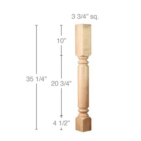 Plain Classic Post 35-1/4" Tall x 3-3/4" Square