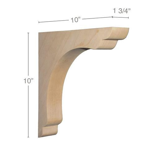 Shaker Overhang Bracket Corbel  1  3/4"w x 10"h x 10"d, 1 Pair