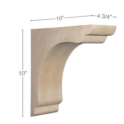 Shaker Overhang Bracket Corbel  4  3/4"w x 10"h x 10"d, 1 Pair