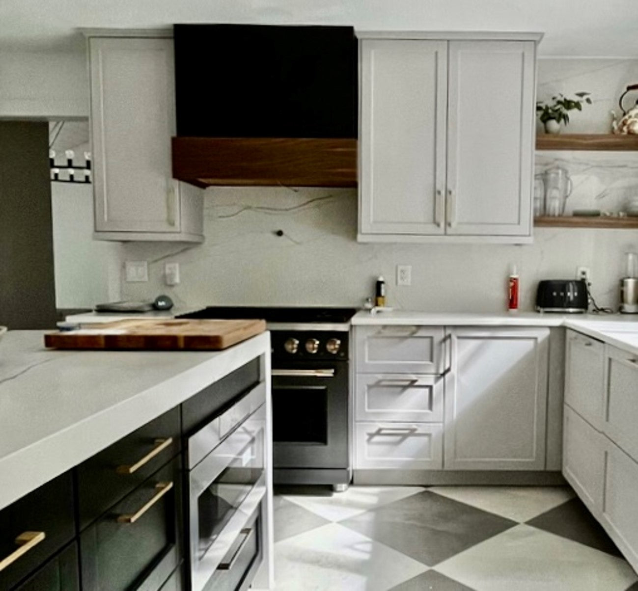 Mason Wood Range Hood with Walnut Apron