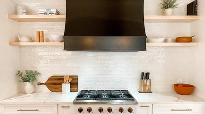 Sidney with Brass Apron Wood Range Hood