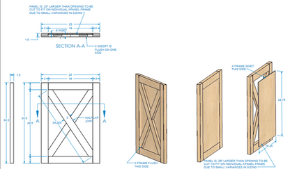 Modern Farmhouse Island X-Panel with Backer 25"W x 34-1/2"H - 1-1/2 Inch Thick