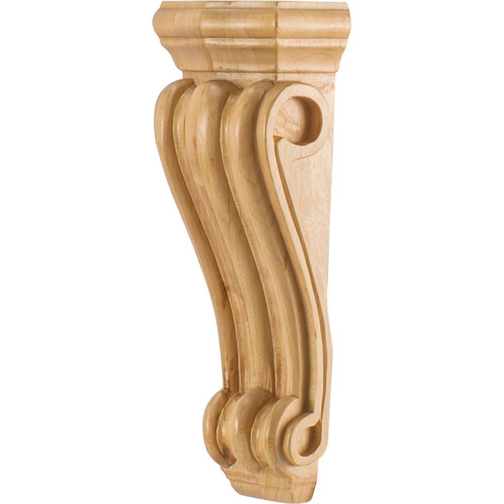 Medium Low Profile Traditional Wood Corbel 3" x 1-7/8" x 8", 1 Pair