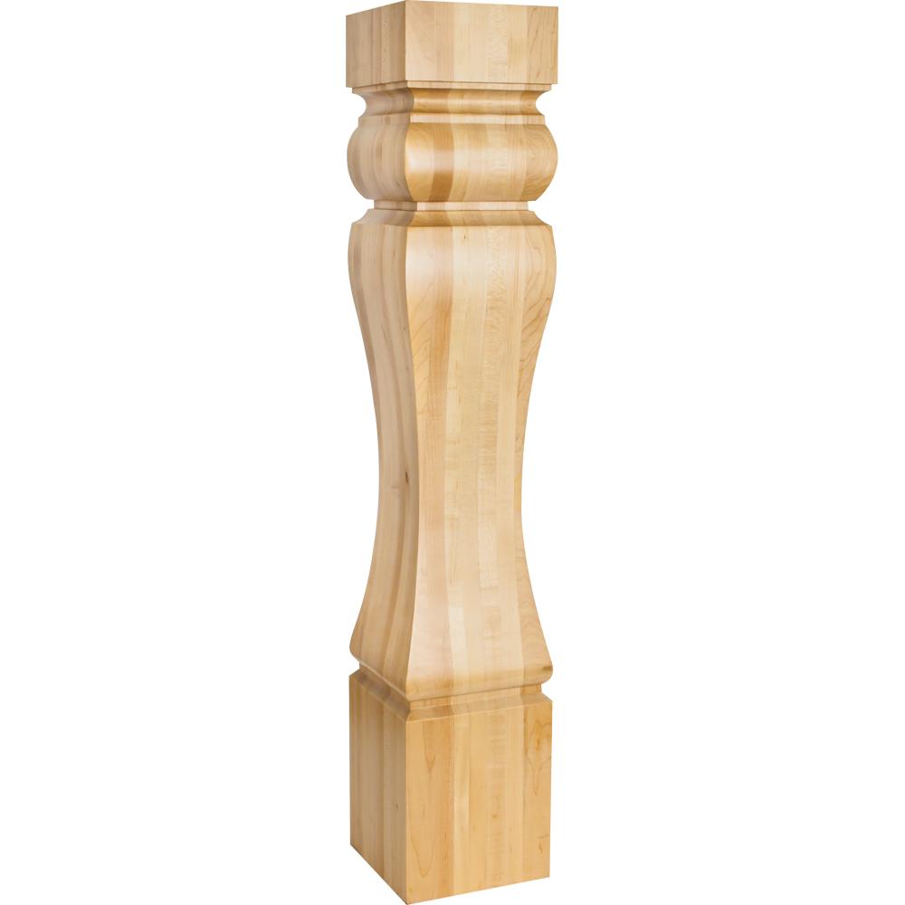 Baroque Wood Post (Island Leg) 35-1/2" Tall x 6-1/2" Square