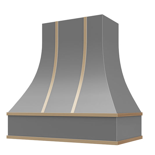 Ashley with Brass Strapping Wood Range Hood