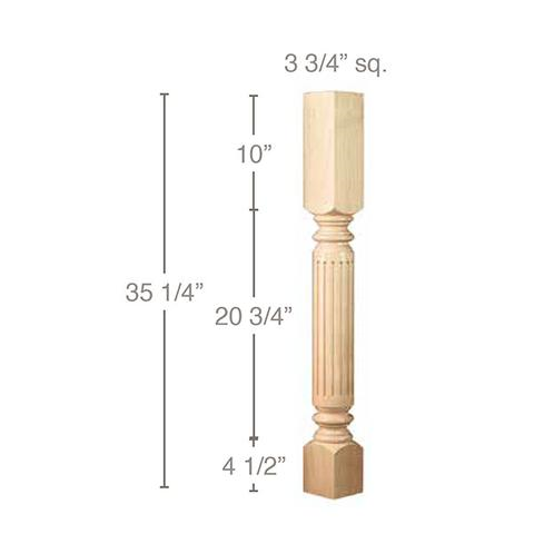 Fluted Classic Post 35-1/4" Tall x 3-3/4" Square