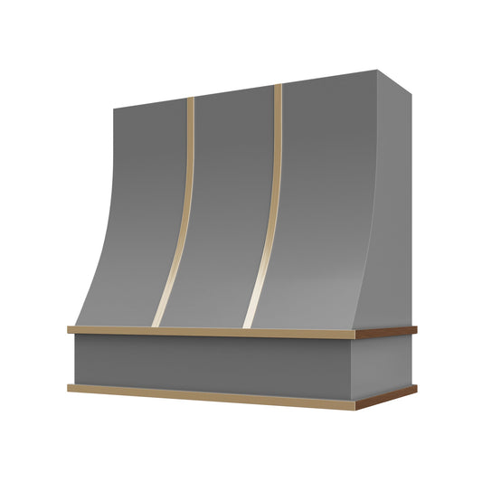 Sidney with Brass Strapping Wood Range Hood