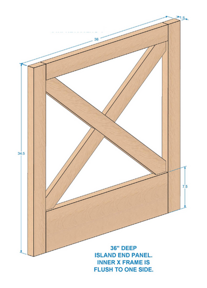 Modern Farmhouse Island X-Panel Trimmable 36"W x 34-1/2"H - 1-1/2 Inch Thick